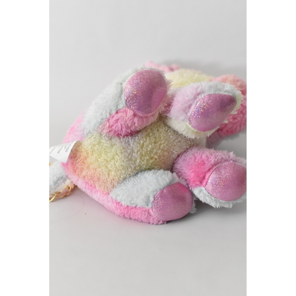 Plush Dog Crossbody Bag Kids OS Pink Pastel Excellent Gold Chain Strap - Picture 5 of 5